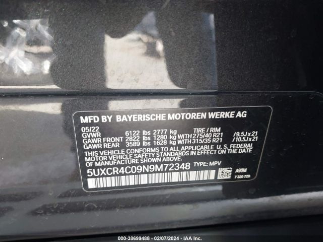 5UXCR4C09N9M72348 BMW X5 Sdrive40i