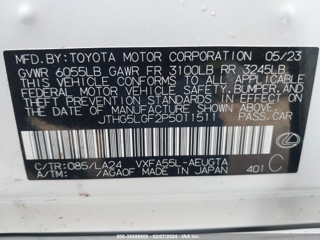 JTHG5LGF2P5011511 Lexus Ls 500