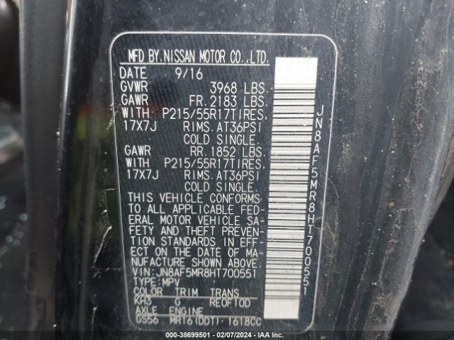 JN8AF5MR8HT700551 Nissan Juke Sv