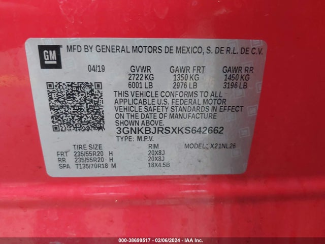 Chevrolet BLAZER RS 2019 3GNKBJRSXKS642662 Image 9