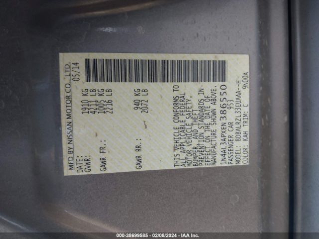 1N4AL3APXEN386550 Nissan Altima 2.5 S
