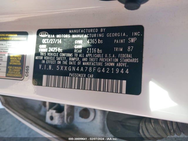 KIA OPTIMA EX 2015 5XXGN4A78FG421944 Image 9