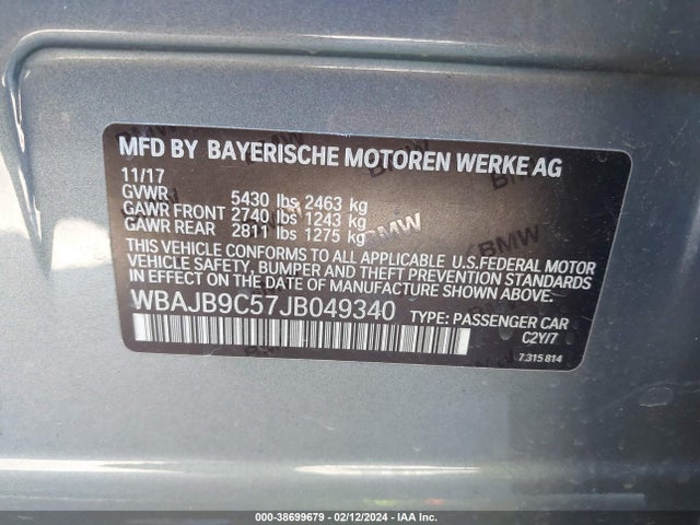 BMW M550i Xdrive 2018 WBAJB9C57JB049340 Image 9