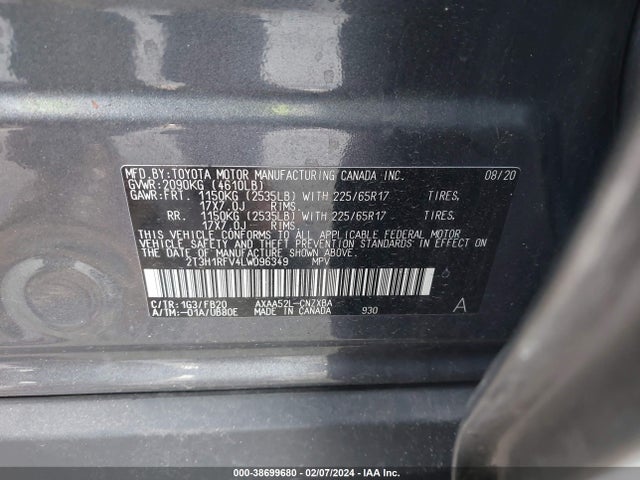 Toyota RAV4 LE 2020 2T3H1RFV4LW096349 Image 9