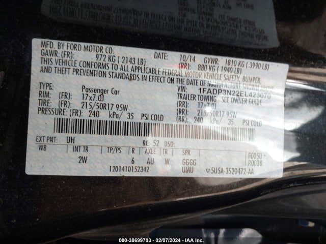 Ford Focus Titanium 2014 1FADP3N22EL423070 Image 9