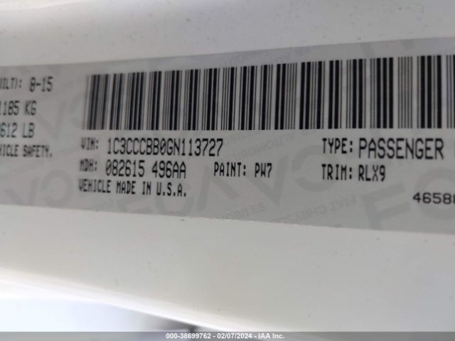 1C3CCCBB0GN113727 Chrysler 200 S