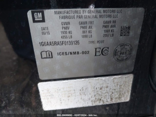 Cadillac Ats Standard 2015 1G6AA5RA5F0139126 Image 9
