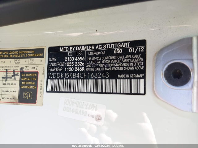 Продаж на аукціоні авто 2012 Mercedes-benz E 350, vin: WDDKJ5KB4CF163243, номер лоту: 38699905