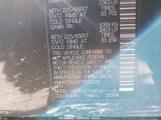 Nissan ROGUE SV 2015 KNMAT2MV5FP522829 Image 9
