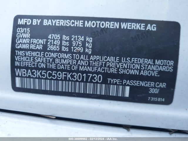 BMW 328d Xdrive 2015 WBA3K5C59FK301730 Image 9