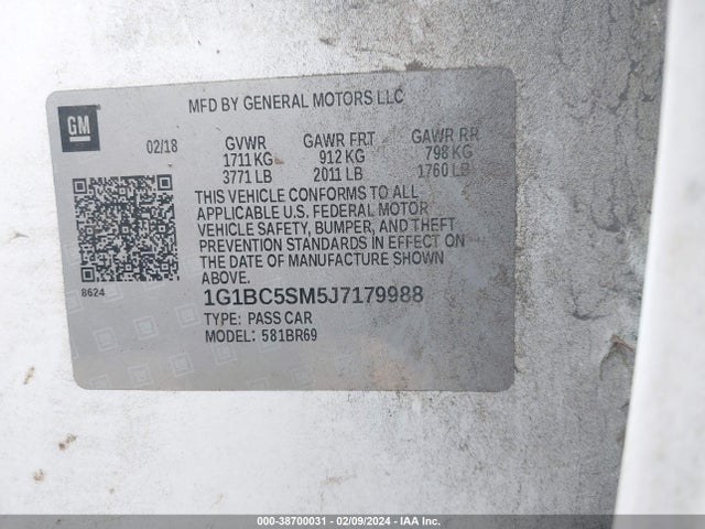 Chevrolet Cruze Ls Auto 2018 1G1BC5SM5J7179988 Image 9