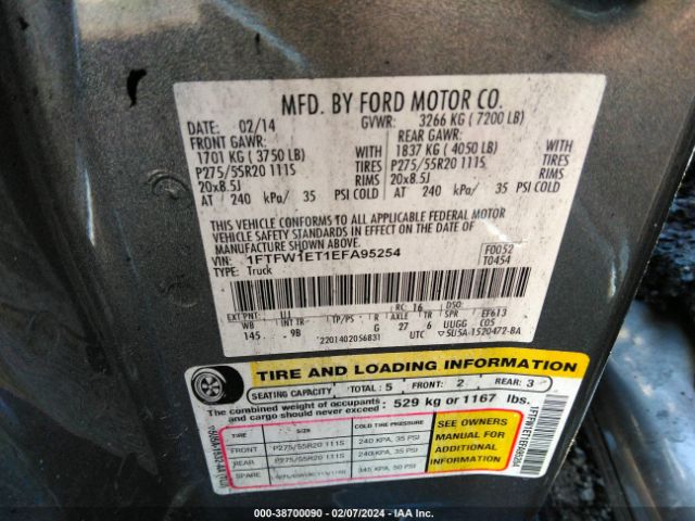 1FTFW1ET1EFA95254 Ford F-150 Platinum