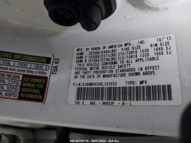 Honda CR-V LX 2014 5J6RM4H38EL024550 Image 9