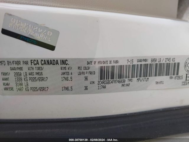 2C4RDGBG4FR746030 Dodge Grand Caravan Se/sxt