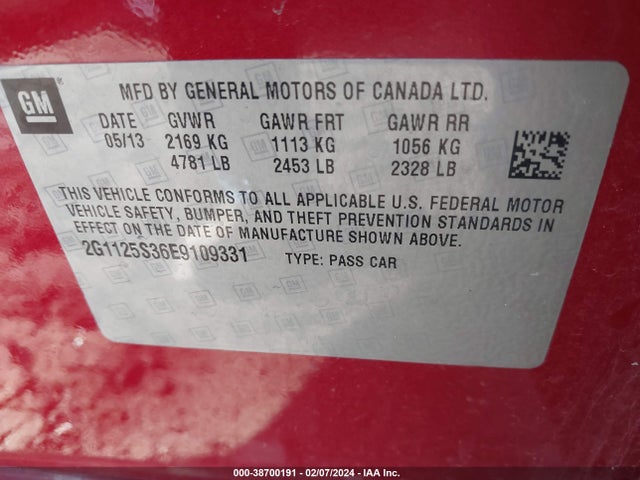 Chevrolet Impala 2lt 2014 2G1125S36E9109331 Image 9