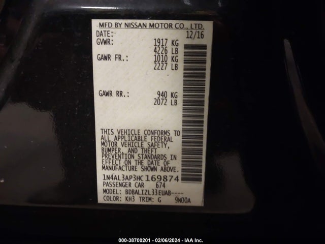 Nissan Altima 2.5 Sv 2017 1N4AL3AP3HC169874 Image 9