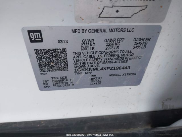 1GKKNML4XPZ196443 GMC Acadia Fwd Slt