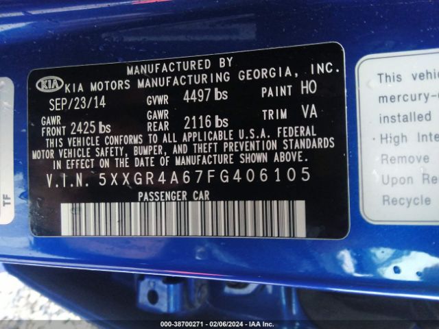 5XXGR4A67FG406105 KIA Optima Sx Turbo