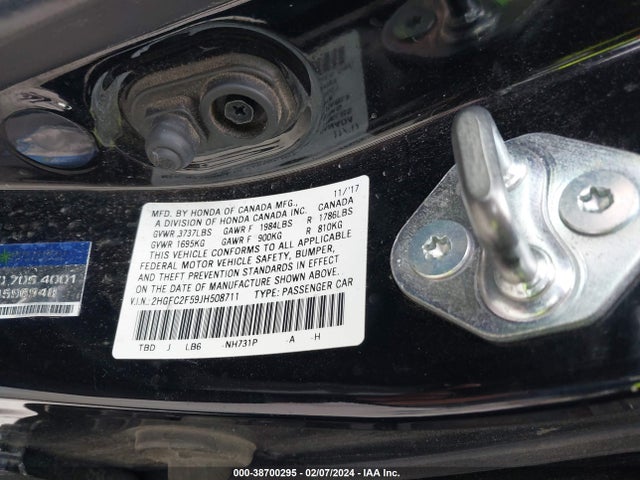 Honda Civic Lx 2018 2HGFC2F59JH508711 Image 9