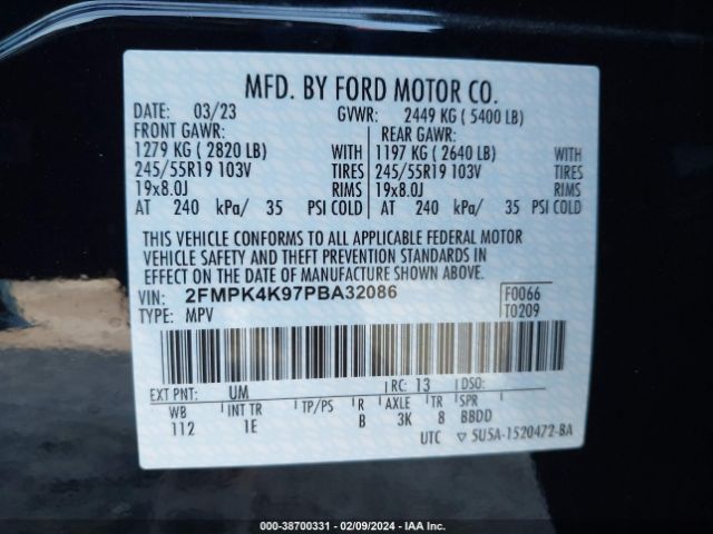 2023 FORD EDGE 2FMPK4K97PBA32086 Photo 8