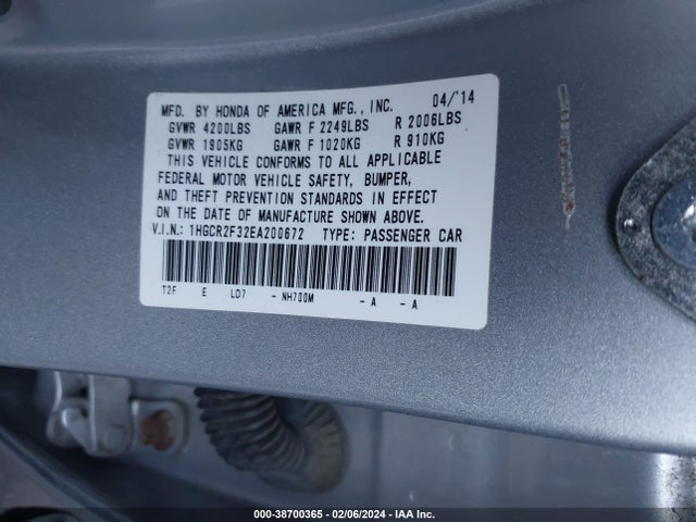 Honda ACCORD LX 2014 1HGCR2F32EA200672 Image 9
