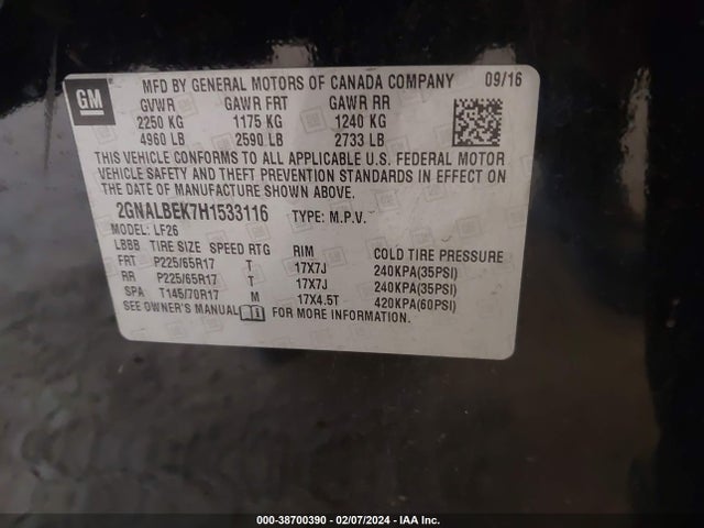 Chevrolet EQUINOX LS 2017 2GNALBEK7H1533116 Image 9