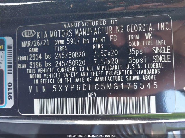 KIA Telluride S 2021 5XYP6DHC5MG176545 Image 9