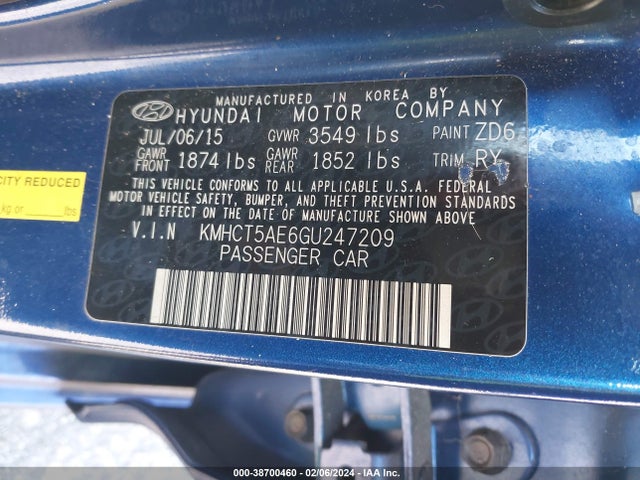 Hyundai ACCENT SE 2016 KMHCT5AE6GU247209 Image 9