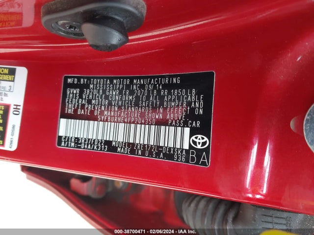 Toyota Corolla S Plus 2015 5YFBURHE4FP204350 Image 9