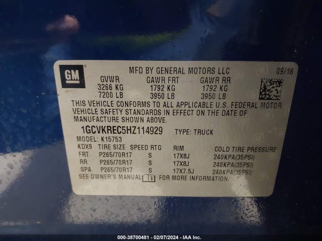Chevrolet Silverado 1500 1lt 2017 1GCVKREC5HZ114929 Image 9