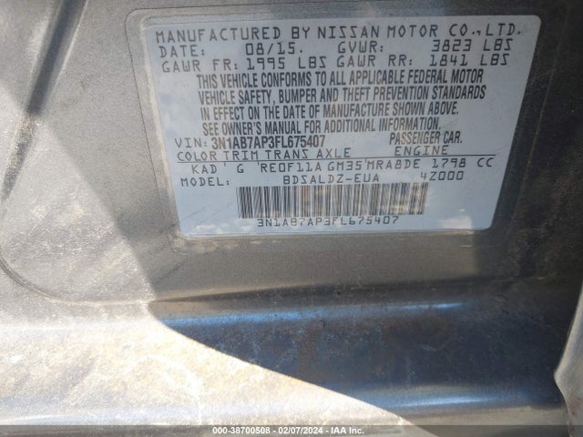 Nissan SENTRA SV 2015 3N1AB7AP3FL675407 Image 9