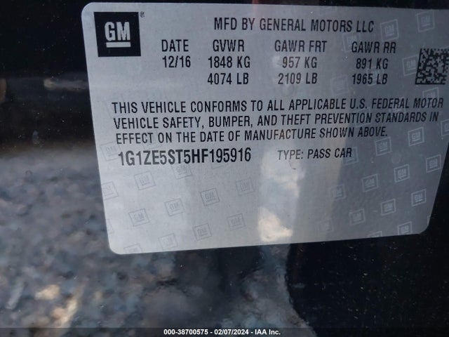 Chevrolet MALIBU 1LT 2017 1G1ZE5ST5HF195916 Image 9