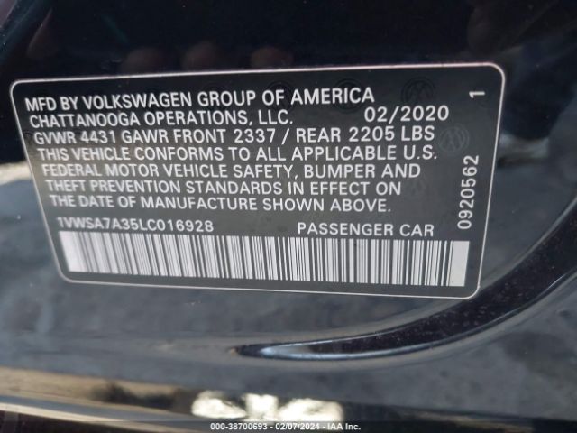1VWSA7A35LC016928 Volkswagen Passat 2.0t Se