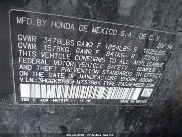 3HGGK5H85FM732664 Honda Fit Ex/ex-l