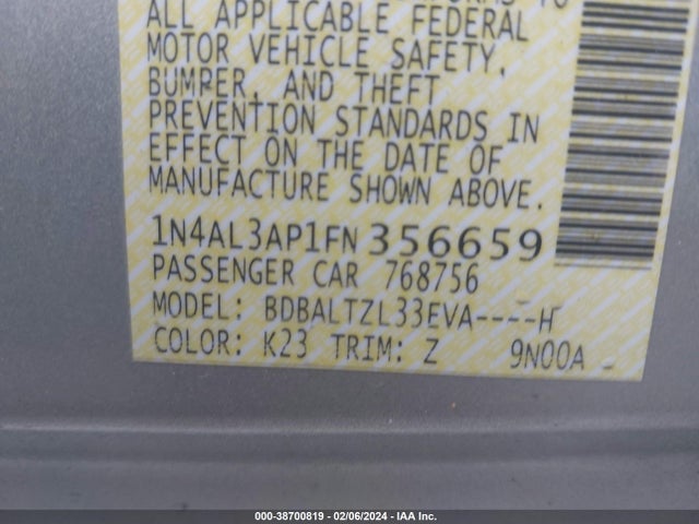 Nissan Altima 2.5 Sl 2015 1N4AL3AP1FN356659 Image 9