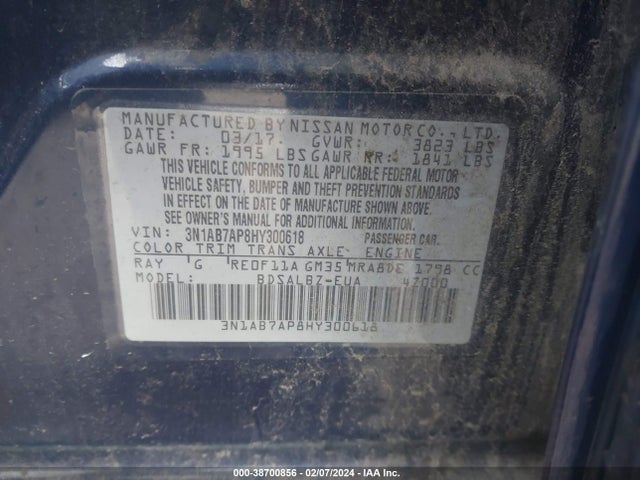 3N1AB7AP8HY300618 Nissan SENTRA S