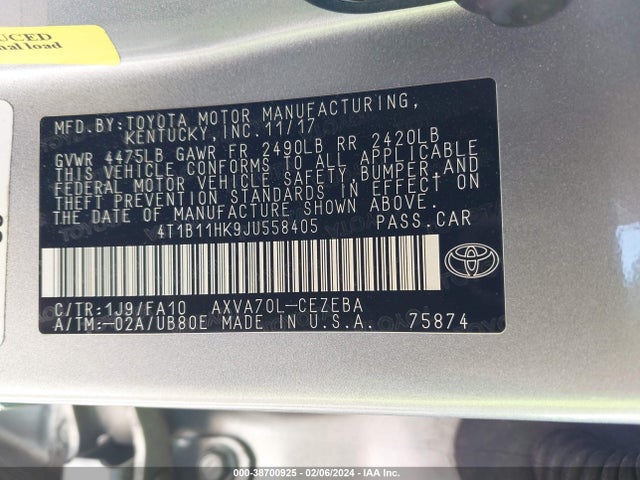 Toyota CAMRY L 2018 4T1B11HK9JU558405 Image 9