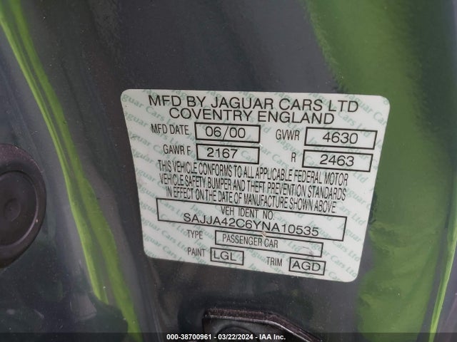 2000 JAGUAR XK8 SAJJA42C6YNA10535 Photo 8