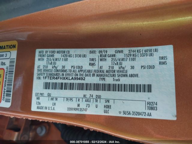 1FTER4FHXKLA99492 Ford Ranger Xlt