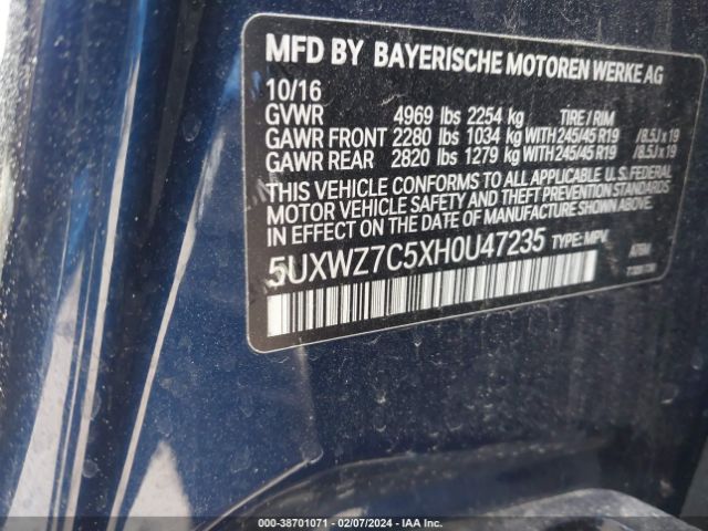 5UXWZ7C5XH0U47235 BMW X3 Sdrive28i