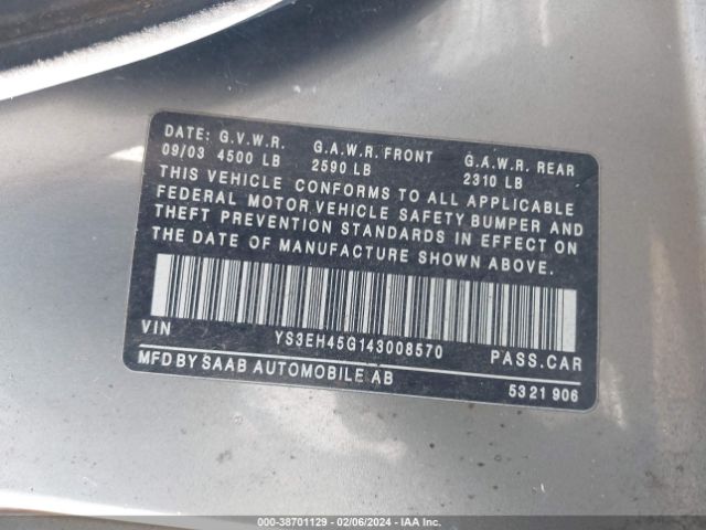 2004 SAAB 9-5 YS3EH45G143008570 Photo 8