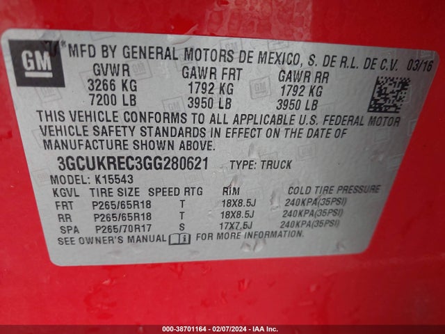 Chevrolet Silverado 1500 2lt 2016 3GCUKREC3GG280621 Image 9