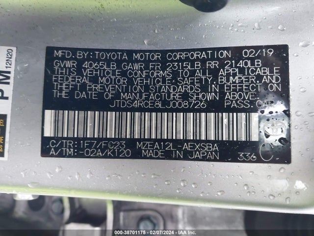 Toyota COROLLA SE 2020 JTDS4RCE8LJ008726 Image 9