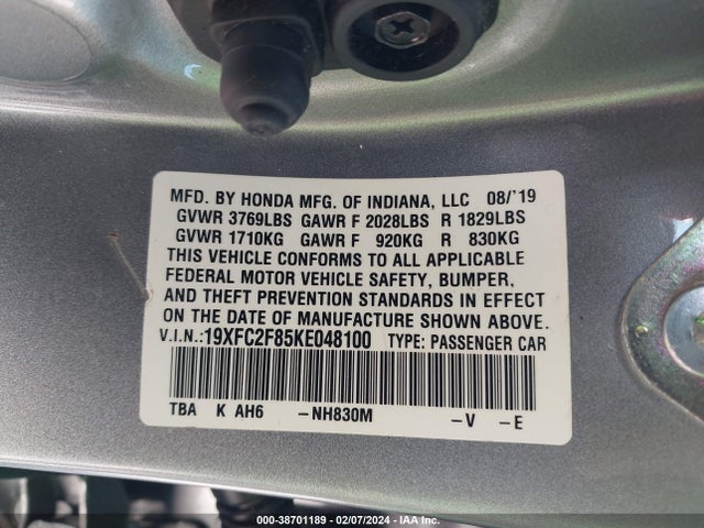 Honda Civic Sport 2019 19XFC2F85KE048100 Image 9