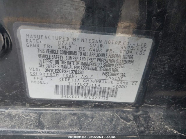 Nissan Versa Note S Plus 2015 3N1CE2CP3FL370330 Image 9