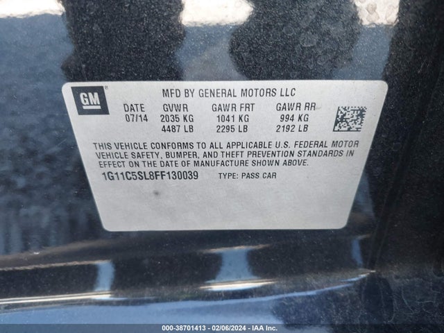 Chevrolet MALIBU 1LT 2015 1G11C5SL8FF130039 Image 9