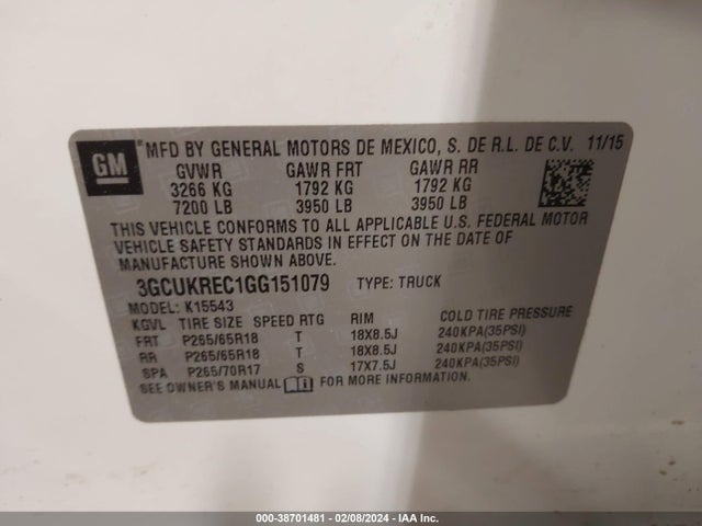 Chevrolet Silverado 1500 1lt 2016 3GCUKREC1GG151079 Image 9