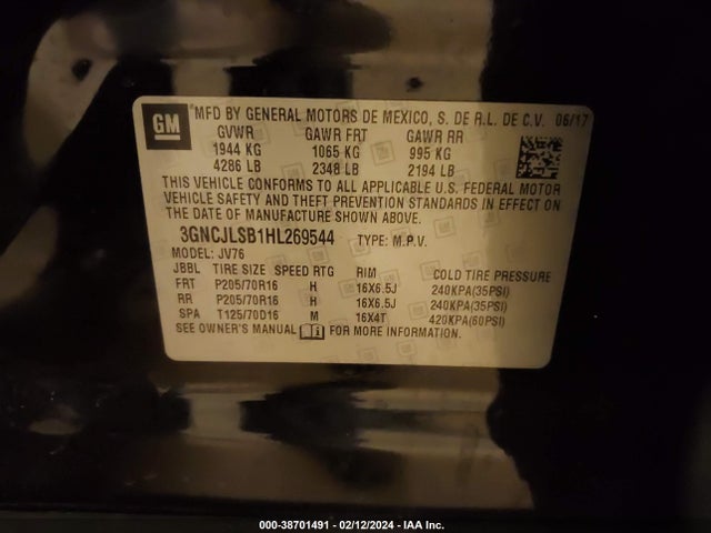 Chevrolet Trax Lt 2017 3GNCJLSB1HL269544 Image 9