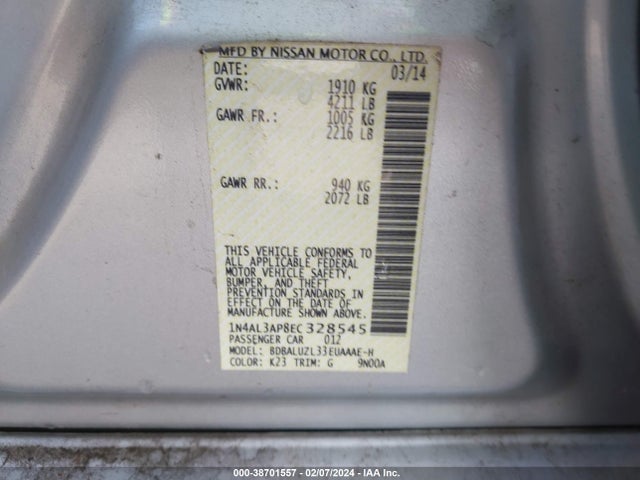 Nissan Altima 2.5 Sv 2014 1N4AL3AP8EC328545 Image 9