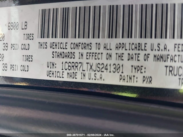 RAM 1500 Big Horn  4x4 5'7 Box 2018 1C6RR7LTXJS241301 Image 9